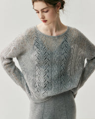 Pullover mit Rundhalsausschnitt aus Seiden-Kaschmir-Mix