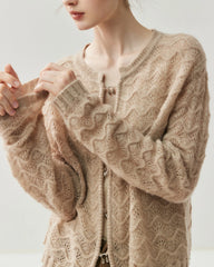 Seide-Kaschmir-Cardigan mit Metallknöpfen