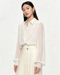 Seidenchiffon-Bluse mit mehrlagigem Oberteil