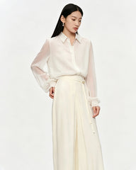 Seidenchiffon-Bluse mit mehrlagigem Oberteil