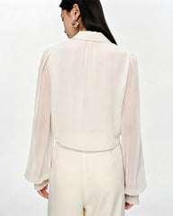 Seidenchiffon-Bluse mit mehrlagigem Oberteil