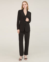 40 Momme Seiden-Blazer mit Spitzenkragen Black