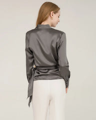 Elegante Wickelbare Seidenbluse für Damen