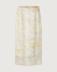 Seiden-Georgette Midirock mit Aquarell-Print
