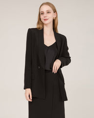 40 momme schwerer Seiden-Blazer mit Kragenspitze (Shawl Collar)