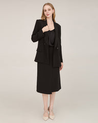 40 momme schwerer Seiden-Blazer mit Kragenspitze (Shawl Collar)