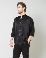 Seidenhemd für Männer im Casual-Stil mit langen Ärmeln