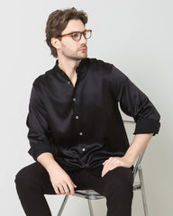 Seidenhemd für Männer im Casual-Stil mit langen Ärmeln