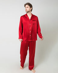Seiden-Pyjamas für Herren, locker, lang