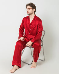 Seiden-Pyjamas für Herren, locker, lang