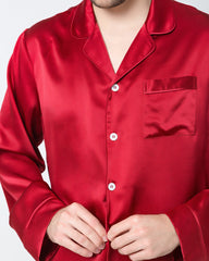 Seiden-Pyjamas für Herren, locker, lang