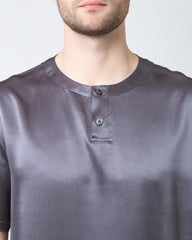 Männer Seiden-Schlafanzug-Set mit kurzen Ärmeln und Hosen
