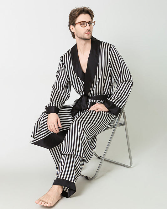 Männer Seiden-Robe mit Streifenmuster