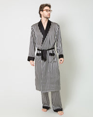 Männer Seiden-Robe mit Streifenmuster
