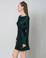 Seiden-Minikleid mit langen Ärmeln und offenem Rücken