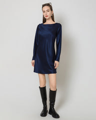 Seiden-Minikleid mit langen Ärmeln und offenem Rücken