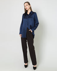 Oversized Seiden-Satin-Bluse mit Knopfverschluss