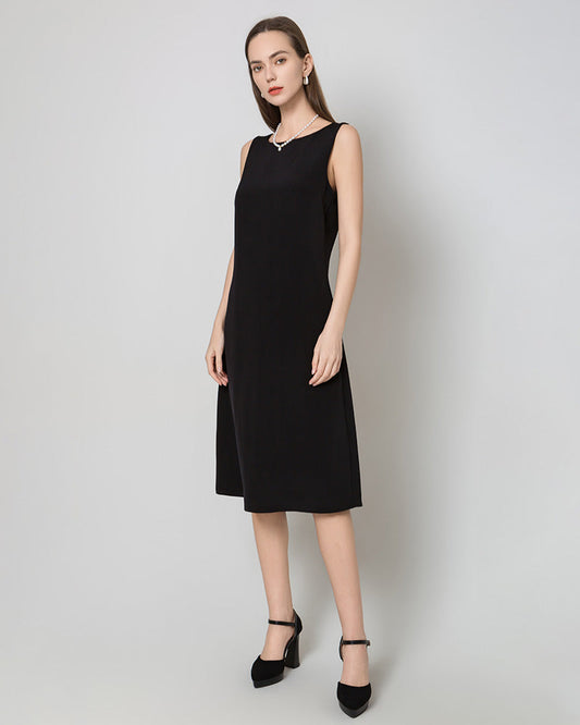 40 Momme Seiden-Midi-Kleid