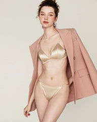 Seiden-BH ohne Bügel und V-String-Tanga Set