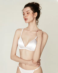 Seiden-BH ohne Bügel und V-String-Tanga Set