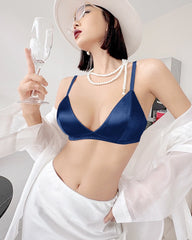 Seiden-BH ohne Bügel und V-String-Tanga Set