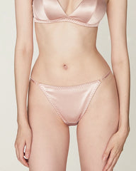 Seiden-BH ohne Bügel und V-String-Tanga Set