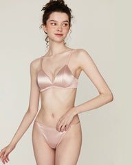 Seiden-BH ohne Bügel und V-String-Tanga Set