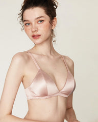 Seiden-BH ohne Bügel und V-String-Tanga Set