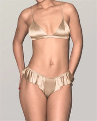 Seiden-Bralette & Rüschen-Tanga-Set
