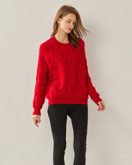 Einfarbiges Damen Ksschmir-Pullover mit Rundhalsausschnitt und luxuriösem Stil