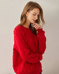 Einfarbiges Damen Ksschmir-Pullover mit Rundhalsausschnitt und luxuriösem Stil
