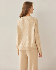 Einfarbiges Damen Ksschmir-Pullover mit Rundhalsausschnitt und luxuriösem Stil