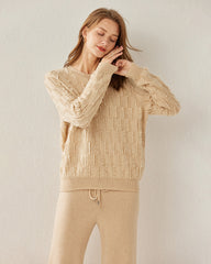 Einfarbiges Damen Ksschmir-Pullover mit Rundhalsausschnitt und luxuriösem Stil