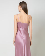 Einfarbiges Seiden-Satin-Slip-Langkleid