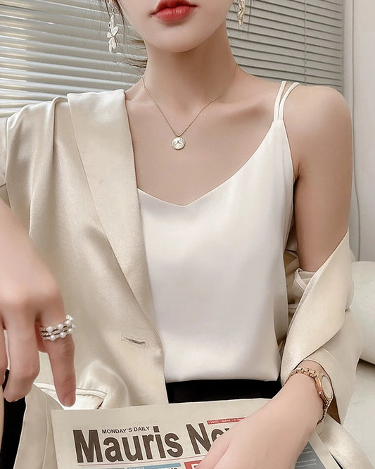 Spaghetti-Träger Crisscross Seiden-Camisole