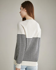 Gestreifter Rundhals-Kaschmirpullover