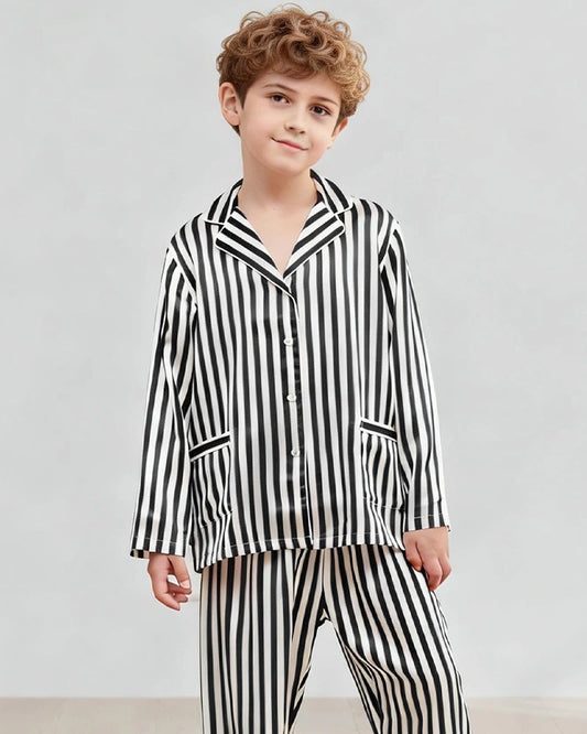 Kinder Seiden-Pyjama-Set mit Streifen