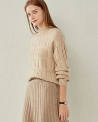 Kaschmirpullover mit gefälteltem Hochkragen