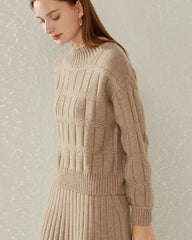 Kaschmirpullover mit gefälteltem Hochkragen