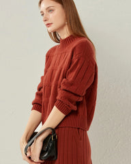 Kaschmirpullover mit gefälteltem Hochkragen