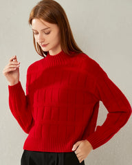 Kaschmirpullover mit gefälteltem Hochkragen