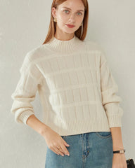 Kaschmirpullover mit gefälteltem Hochkragen
