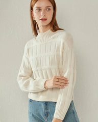 Kaschmirpullover mit gefälteltem Hochkragen