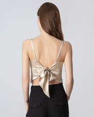 Seiden-Camisole mit Rückenband und quadratischem Kragen