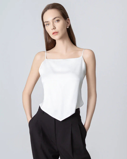 Seiden-Camisole mit Rückenband und quadratischem Kragen