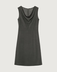 Triacetat A-Linien-Knielanges Kleid mit Wasserfallausschnitt