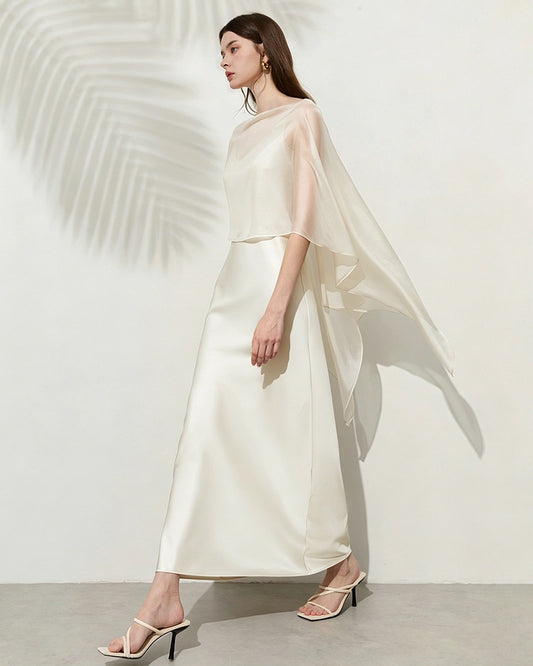 Kleid aus Triacetat mit Seidenchiffon-Schal
