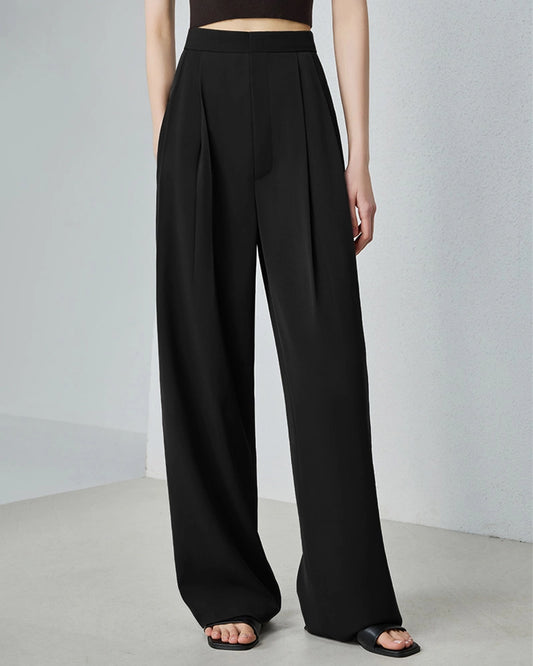 Triacetat-Hose mit geradem Bein und eleganter Bundfalte