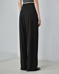 Triacetat-Hose mit geradem Bein und eleganter Bundfalte