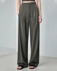Triacetat-Hose mit geradem Bein und eleganter Bundfalte